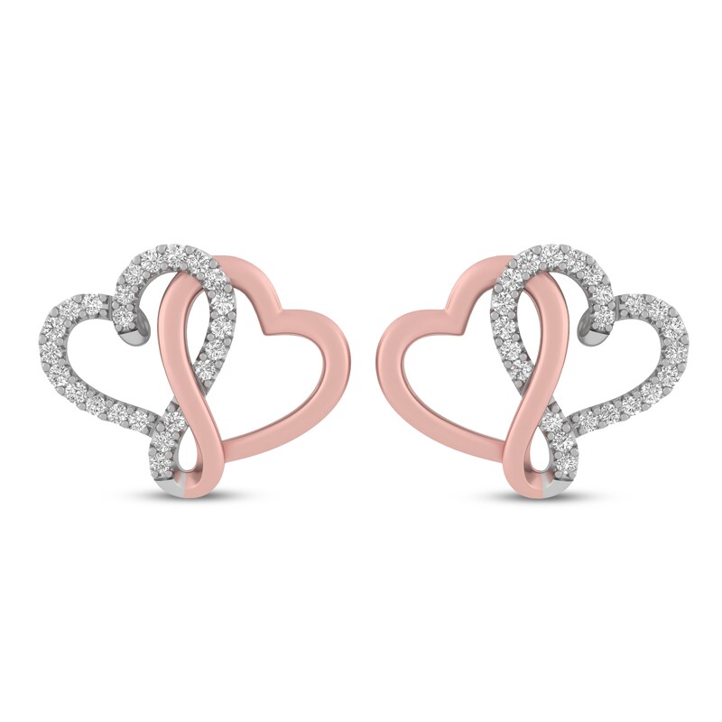 Joining Hearts Diamond Earrings 1/4 ct tw 10K Rose Gold Sterling Silver