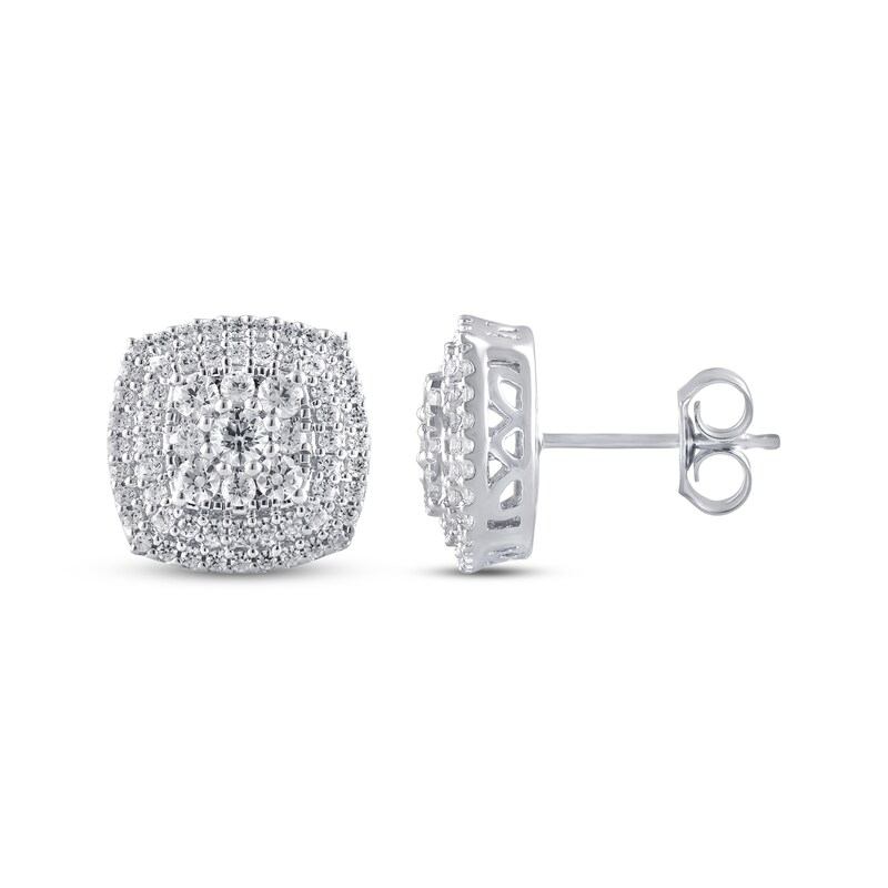 Diamond Earrings 1 ct tw 10K White Gold with 360