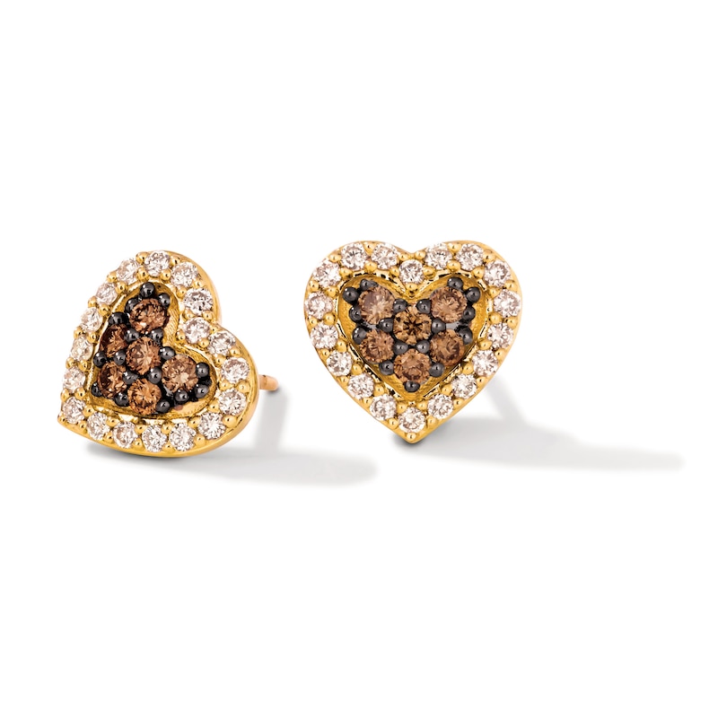 Main Image 1 of Le Vian Diamond Heart Earrings 1/2 ct tw 14K Honey Gold