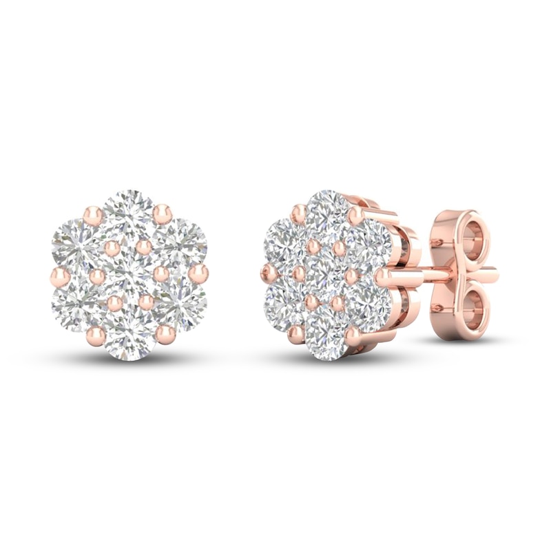Diamond Fashion Earrings 1/3 ct tw Round-cut 10K Rose Gold with 360