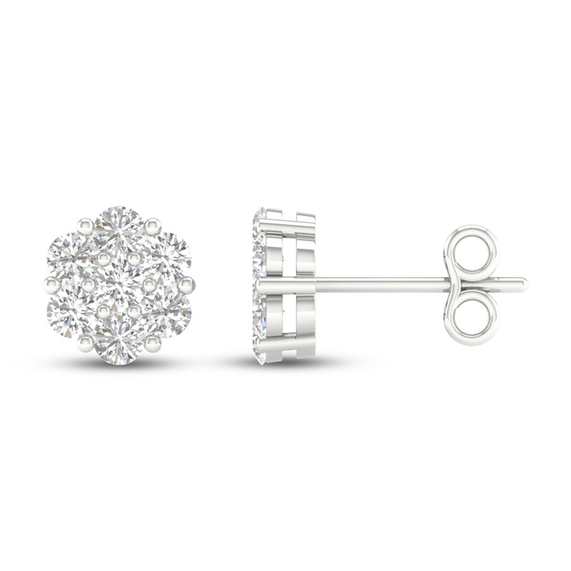 Main Image 2 of Diamond Fashion Earrings 1/4 ct tw Round-cut 10K White Gold