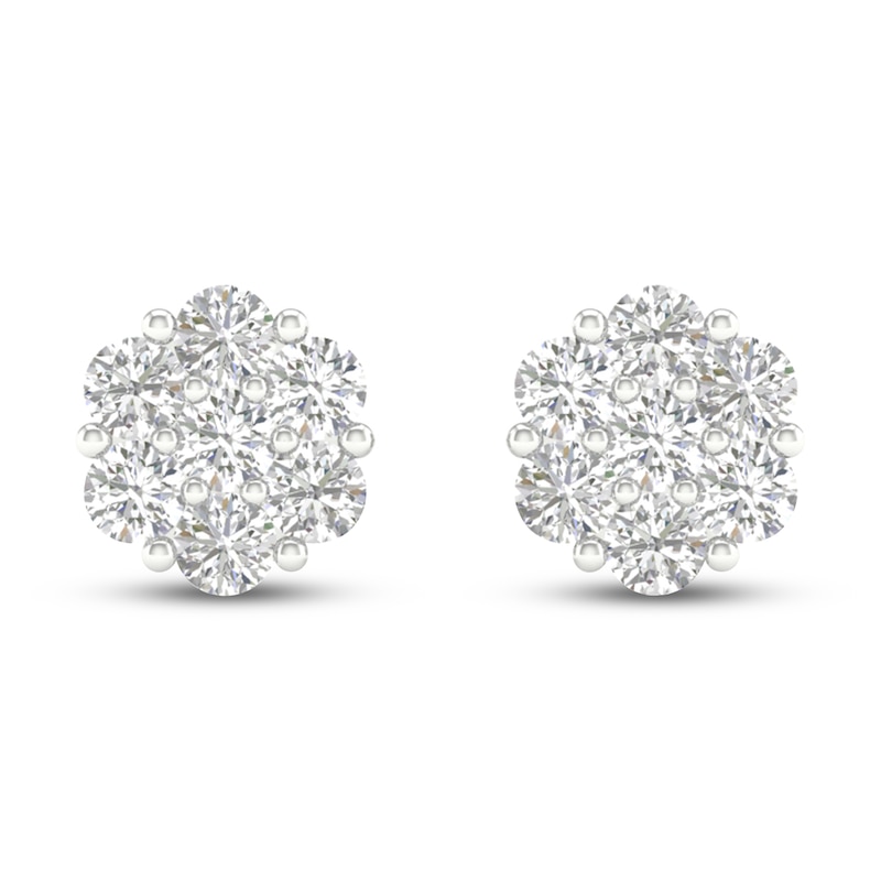 Main Image 3 of Diamond Fashion Earrings 1/4 ct tw Round-cut 10K White Gold