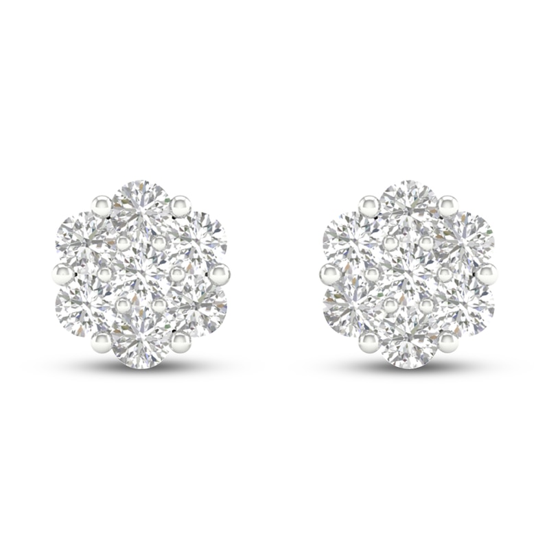 Main Image 3 of Diamond Fashion Earrings 1/5 ct tw Round-cut 10K White Gold