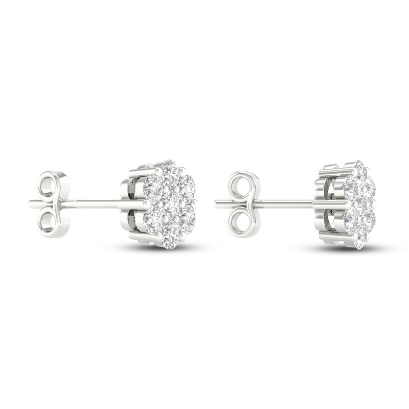 Main Image 4 of Diamond Fashion Earrings 1/5 ct tw Round-cut 10K White Gold
