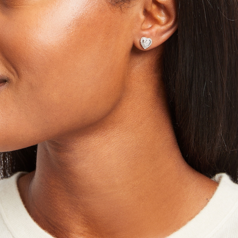 Main Image 3 of Diamond Heart Earrings 1/3 ct tw Round-cut 10K White Gold