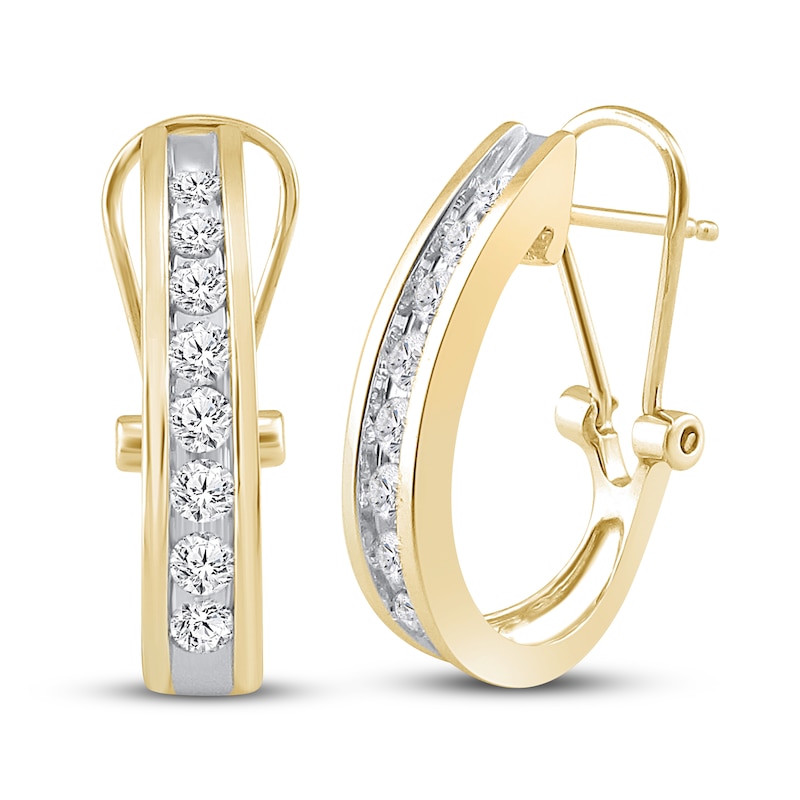 Main Image 1 of Diamond Hoop Earrings 1/2 ct tw 10K Yellow Gold
