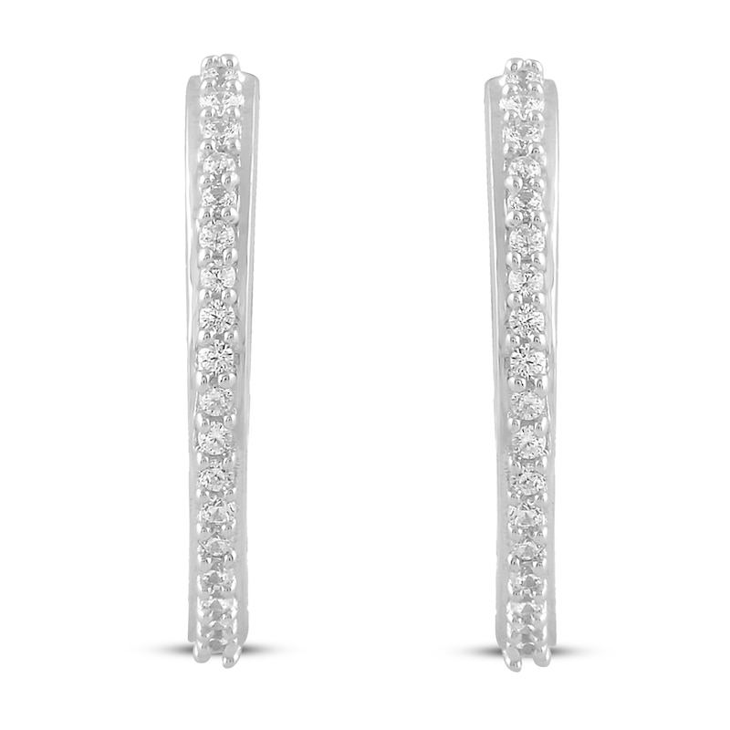 Main Image 2 of Diamond Hoop Earrings 1/10 ct tw Round-cut 10K White Gold