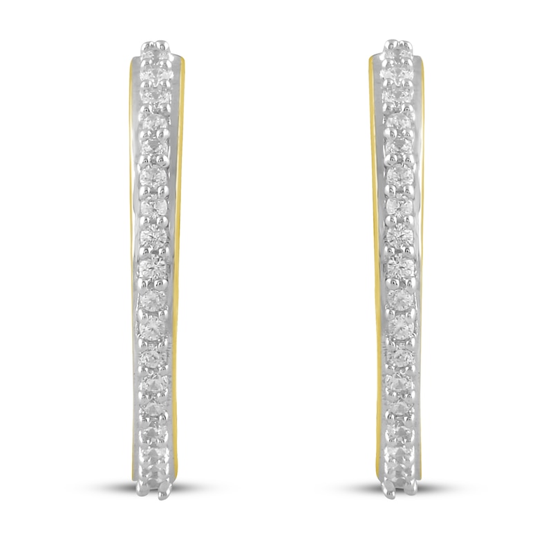 Main Image 2 of Diamond Hoop Earrings 1/10 ct tw Round-cut 10K Yellow Gold