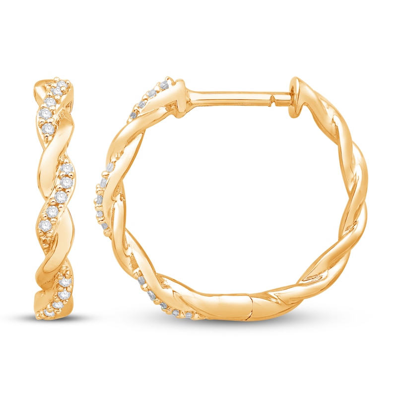 Circle of Gratitude Diamond Hoop Earrings 1/4 ct tw Round-cut 10K Yellow Gold