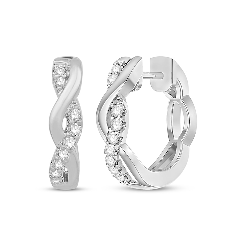 Main Image 1 of Diamond Twist Hoop Earrings 1/5 ct tw Round-cut Sterling Silver