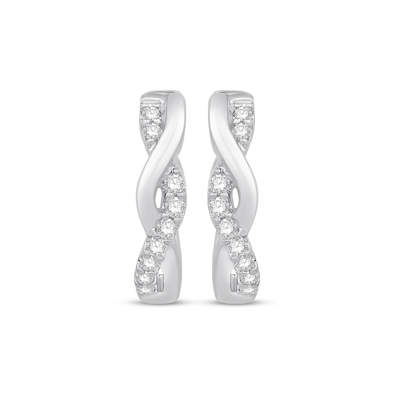 Main Image 2 of Diamond Twist Hoop Earrings 1/5 ct tw Round-cut Sterling Silver