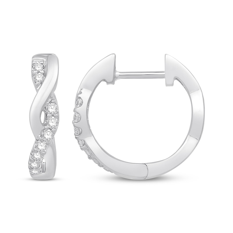 Main Image 3 of Diamond Twist Hoop Earrings 1/5 ct tw Round-cut Sterling Silver
