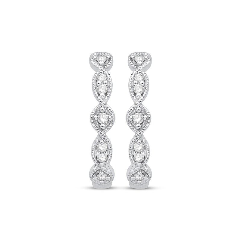 Main Image 2 of Diamond Twist Hoop Earrings 10K White Gold