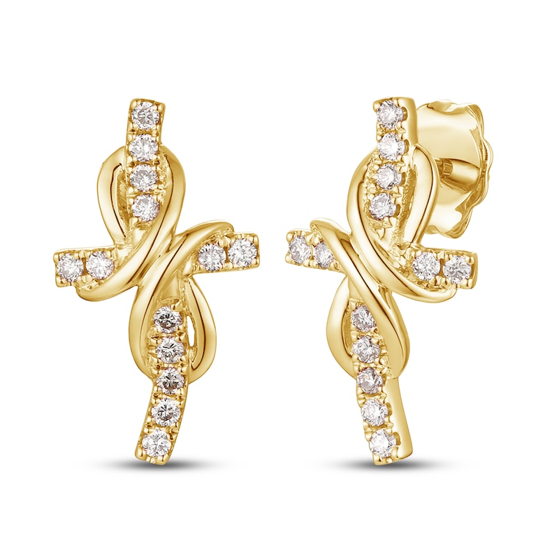 Le Vian Diamond Cross Earrings 1/5 ct tw 14K Honey Gold