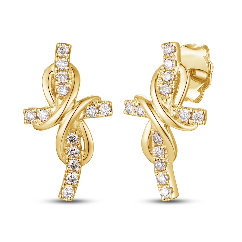 Main Image 1 of Le Vian Diamond Cross Earrings 1/5 ct tw 14K Honey Gold
