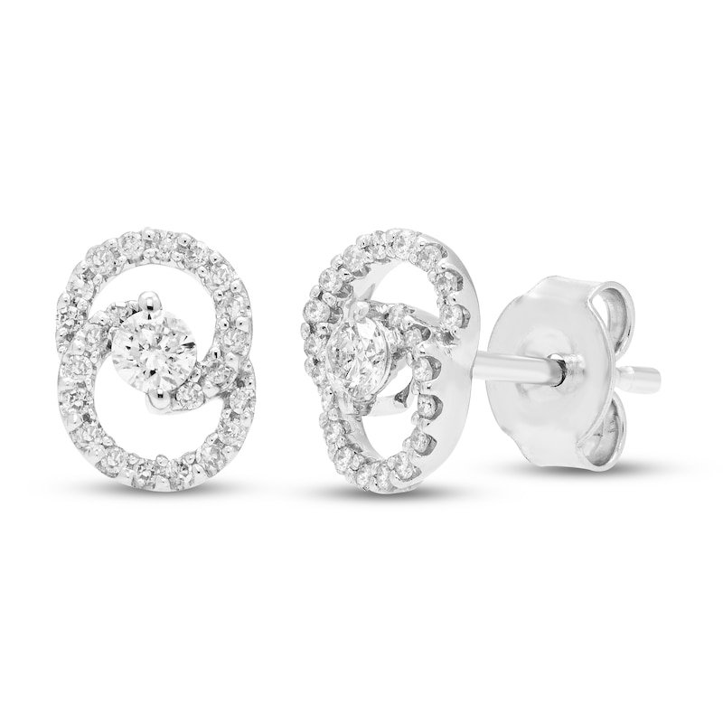 Encircled by Love Diamond Stud Earrings 1/4 ct tw Round-cut 10K White Gold