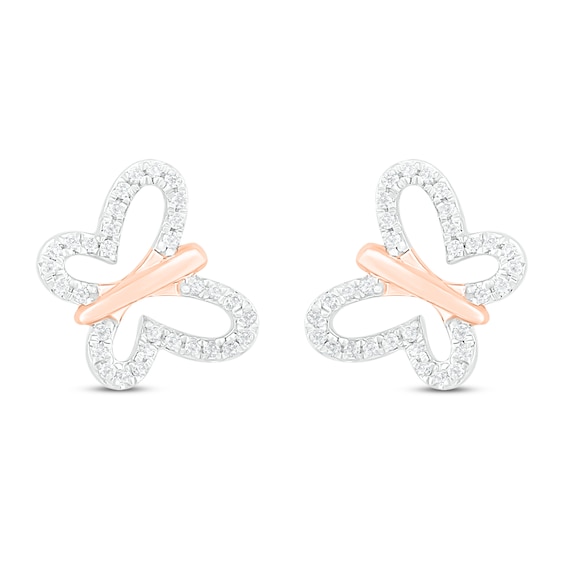 Diamond Butterfly Earrings 1/8 ct tw 10K Rose Gold