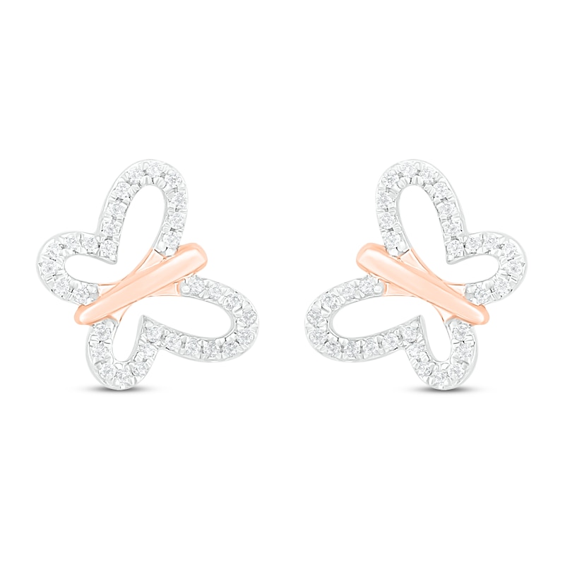 Diamond Butterfly Earrings 1/8 ct tw 10K Rose Gold
