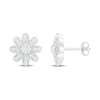 Diamond Flower Earrings 1/8 ct tw Round-cut Sterling Silver