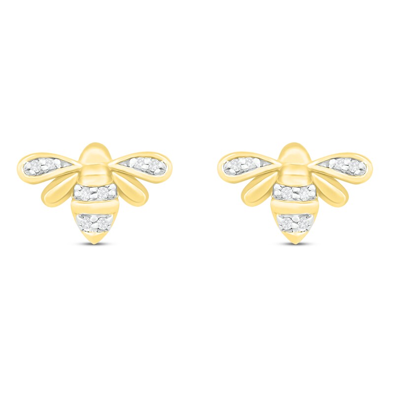 Main Image 2 of Diamond Bee Earrings 10K Yellow Gold