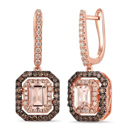 Le Vian Morganite Dangle Earrings 1-1/5 ct tw Diamonds 14K Strawberry Gold