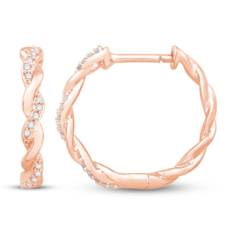 Circle of Gratitude Diamond Hoop Earrings 1/4 ct tw Round-cut 10K Rose Gold