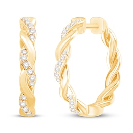 Circle of Gratitude Diamond Hoop Earrings 10K Yellow Gold