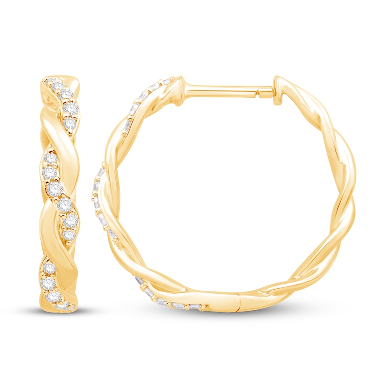 Main Image 2 of Circle of Gratitude Diamond Hoop Earrings 10K Yellow Gold