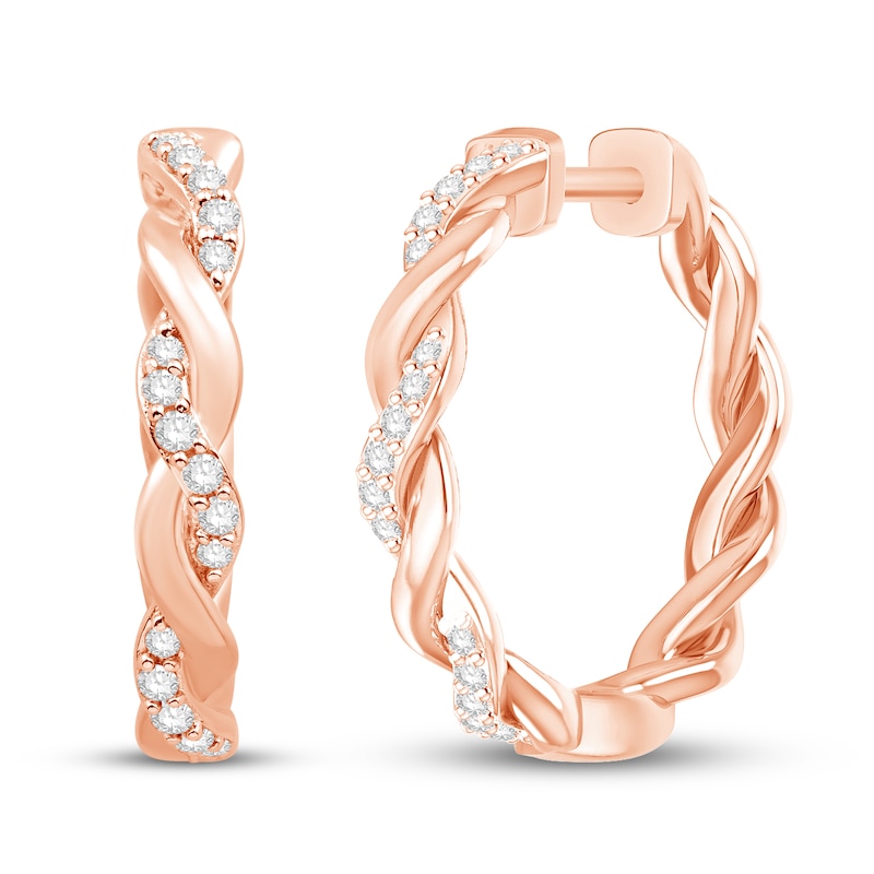 Circle of Gratitude Diamond Hoop Earrings 10K Rose Gold