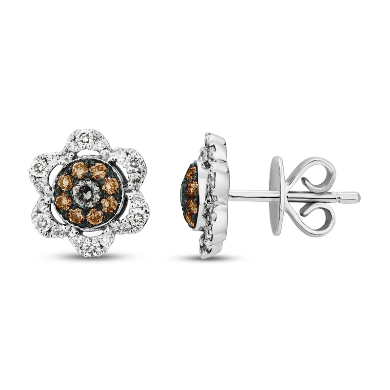 Main Image 1 of Le Vian Diamond Flower Earrings 5/8 ct tw 14K Vanilla Gold