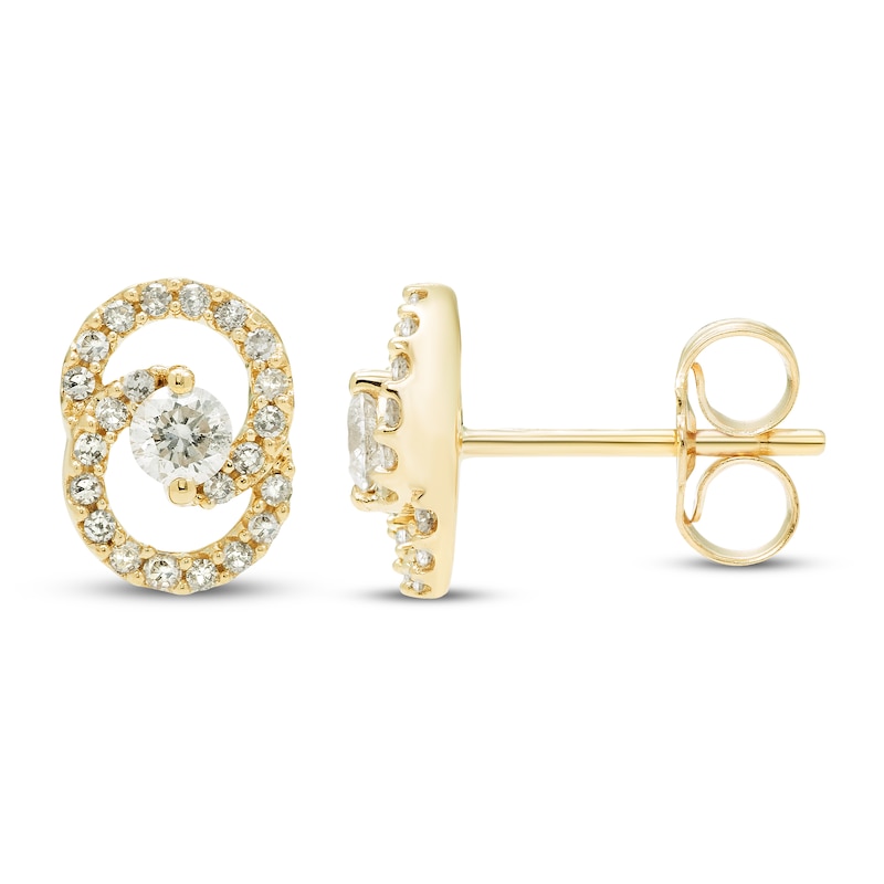 Main Image 2 of Encircled by Love Diamond Stud Earrings 1/4 ct tw Round-cut 10K Yellow Gold