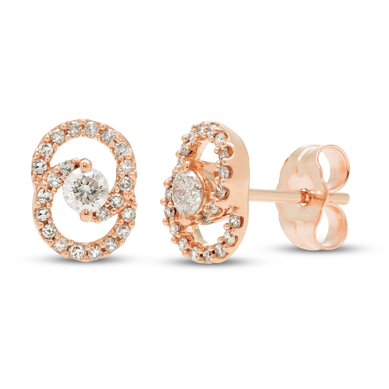 Main Image 1 of Encircled by Love Diamond Stud Earrings 1/4 ct tw Round-cut 10K Rose Gold