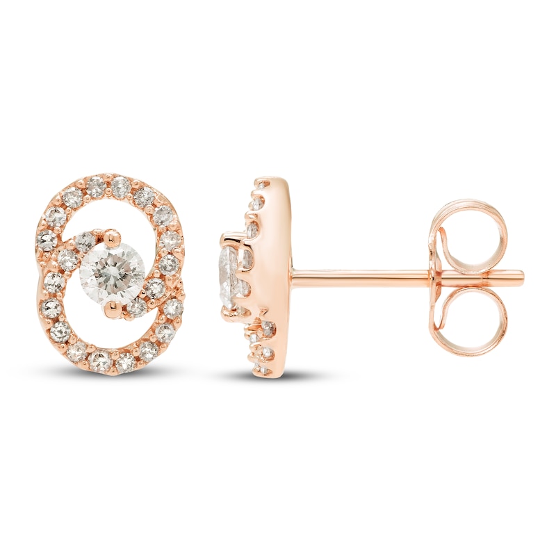 Main Image 2 of Encircled by Love Diamond Stud Earrings 1/4 ct tw Round-cut 10K Rose Gold