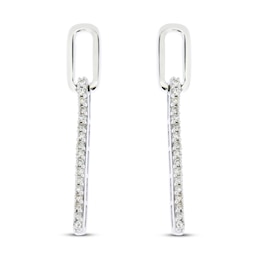 Diamond Paperclip Earrings 1/4 ct tw Sterling Silver