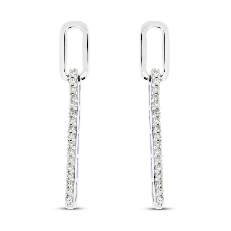 Diamond Paperclip Earrings 1/4 ct tw Sterling Silver