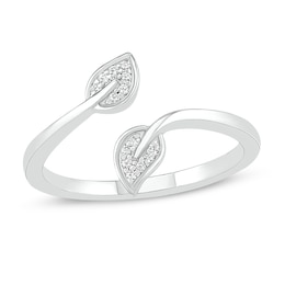 Diamond Leaf Toe Ring 10K White Gold