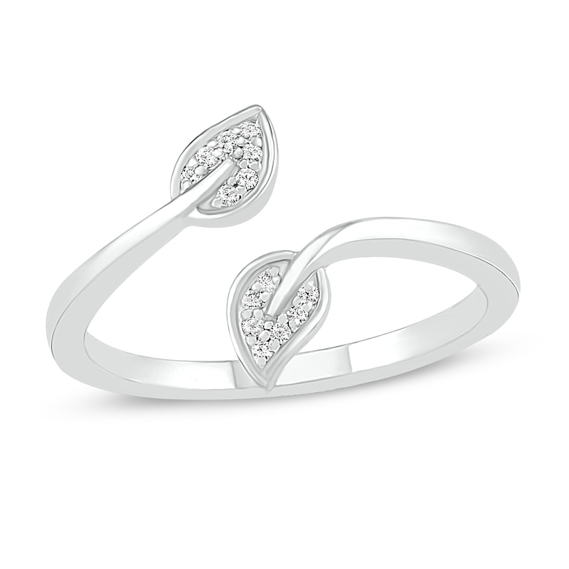 Main Image 1 of Diamond Leaf Toe Ring 10K White Gold