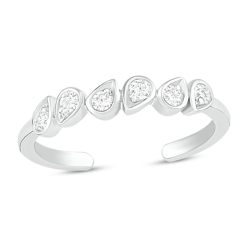 Main Image 1 of Diamond Teardrop Toe Ring 1/8 ct tw 10K White Gold