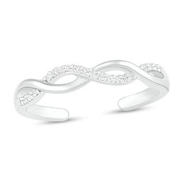 Diamond Twist Toe Ring 10K White Gold