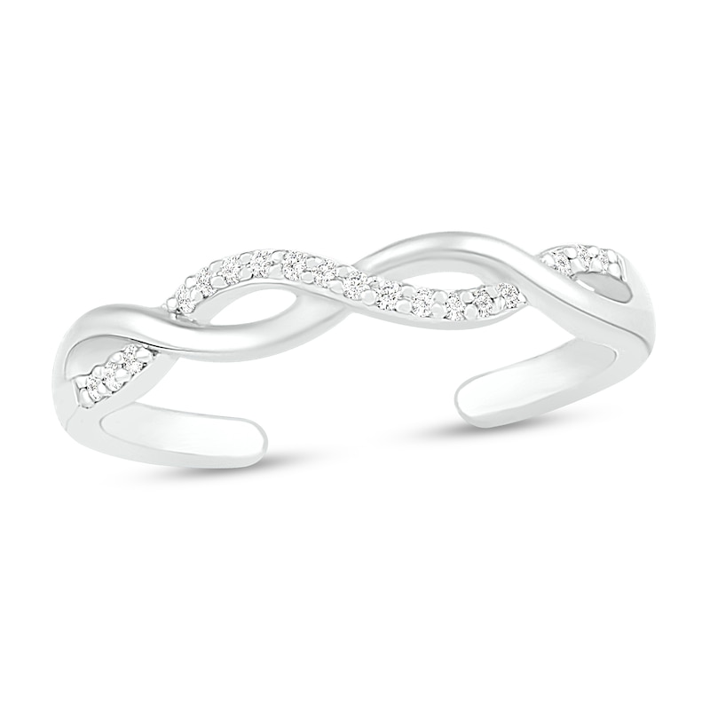 Main Image 1 of Diamond Twist Toe Ring 10K White Gold