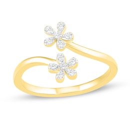 Diamond Flower Toe Ring 10K Yellow Gold