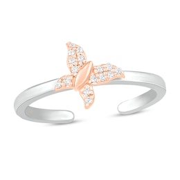 Diamond Butterfly Toe Ring 10K Two-Tone Gold