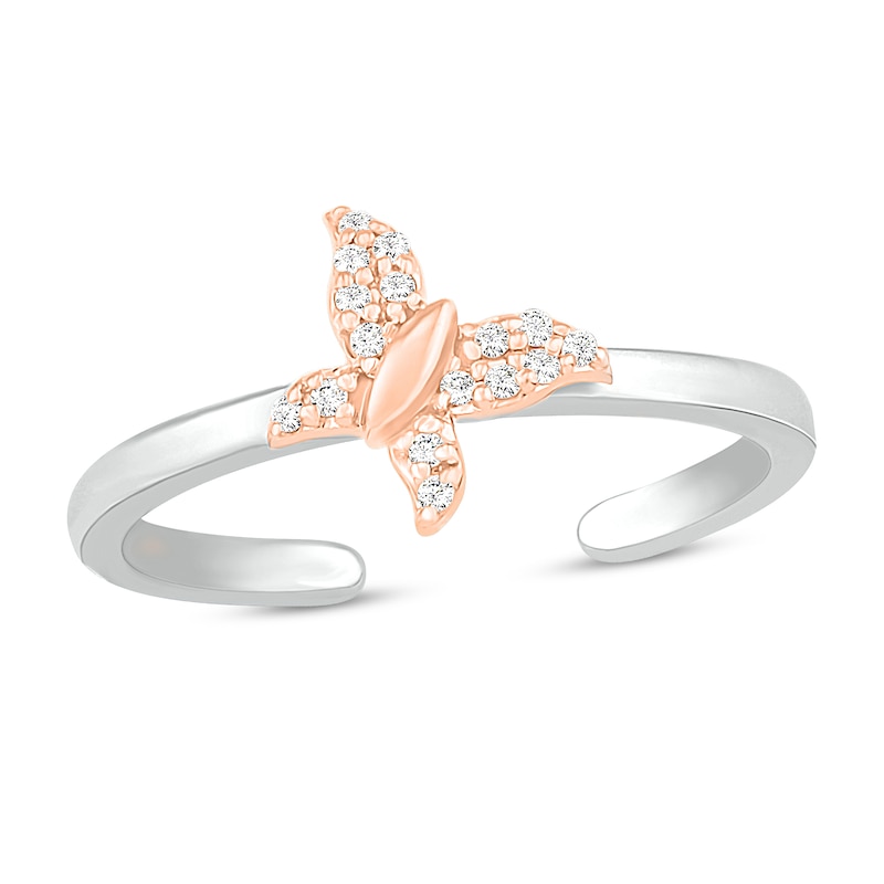 Main Image 1 of Diamond Butterfly Toe Ring 10K Two-Tone Gold