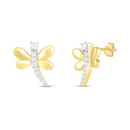 Diamond Dragonfly Earrings 1/15 ct tw 10K Yellow Gold