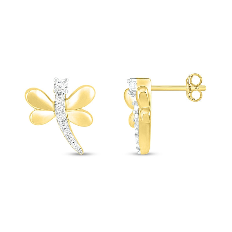 Main Image 2 of Diamond Dragonfly Earrings 1/15 ct tw 10K Yellow Gold