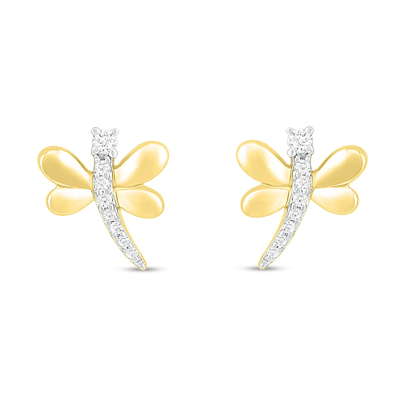 Main Image 3 of Diamond Dragonfly Earrings 1/15 ct tw 10K Yellow Gold