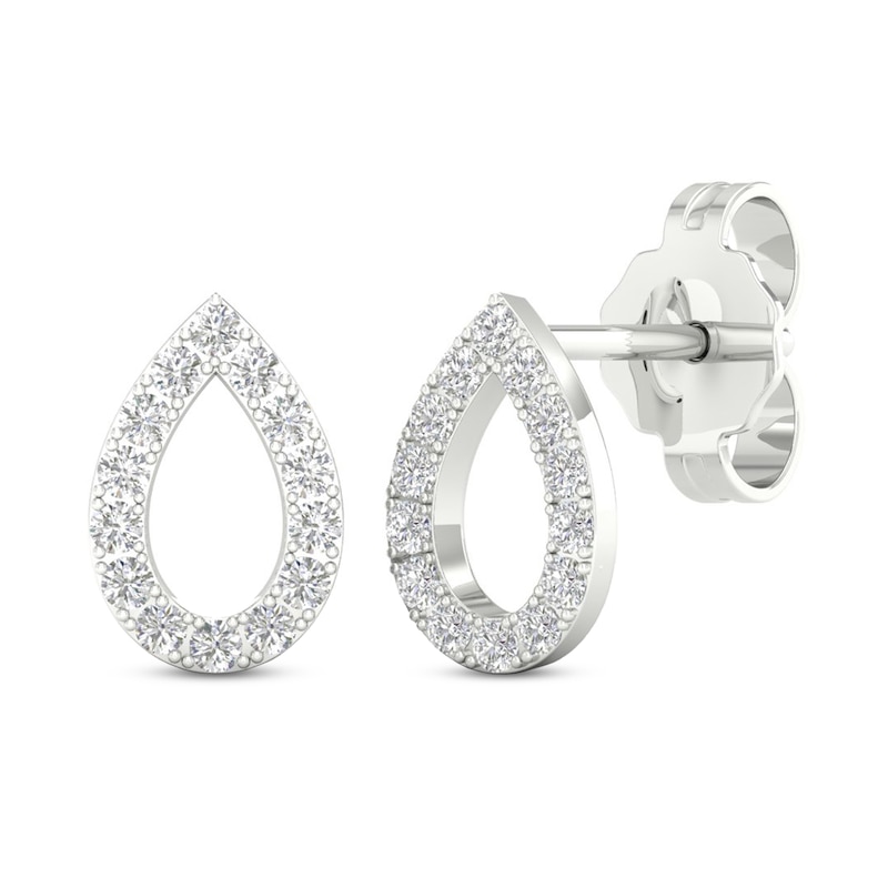 Main Image 1 of Diamond Pear Earrings 1/15 ct tw Round-Cut 10K White Gold