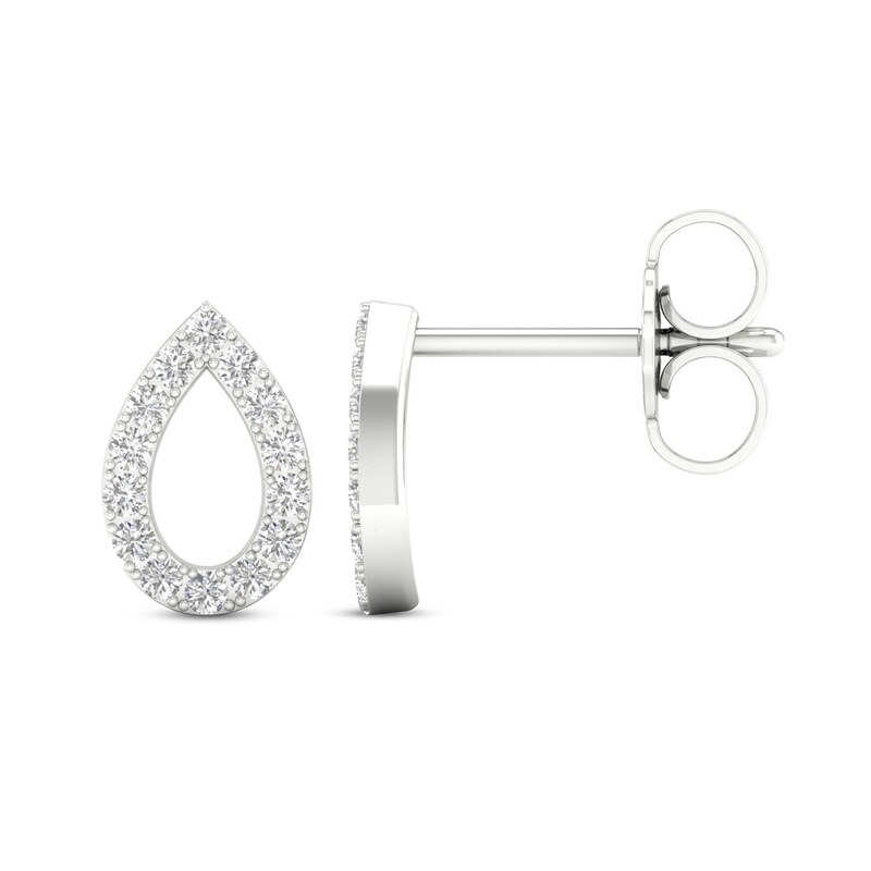 Main Image 2 of Diamond Pear Earrings 1/15 ct tw Round-Cut 10K White Gold