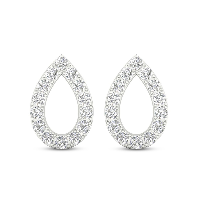Main Image 3 of Diamond Pear Earrings 1/15 ct tw Round-Cut 10K White Gold