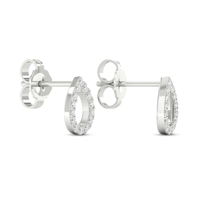 Main Image 4 of Diamond Pear Earrings 1/15 ct tw Round-Cut 10K White Gold